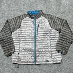L.L. Bean Down Puffer Jacket Womens XL Petite Gray 850 Lightweight Zip Warm